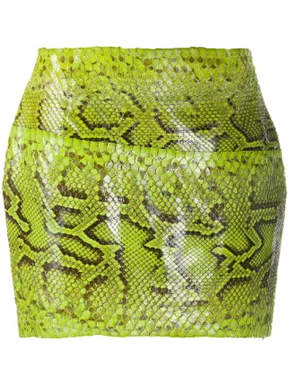 green snakeskin mini skirt