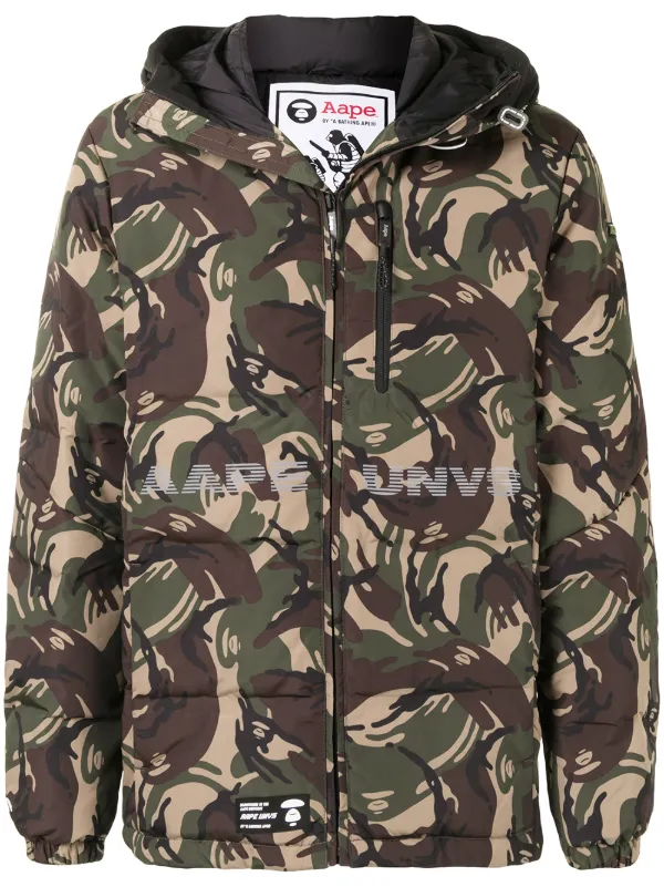 Shop Green pe By A Bathing Ape Camouflage Hooded Padded Jacket With Express Delivery Worldarchitecturefestival