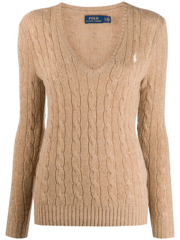 ralph lauren v neck cable knit sweater