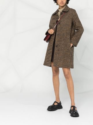 Woven Check single-breasted coat展示图