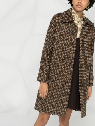 Woven Check single-breasted coat展示图