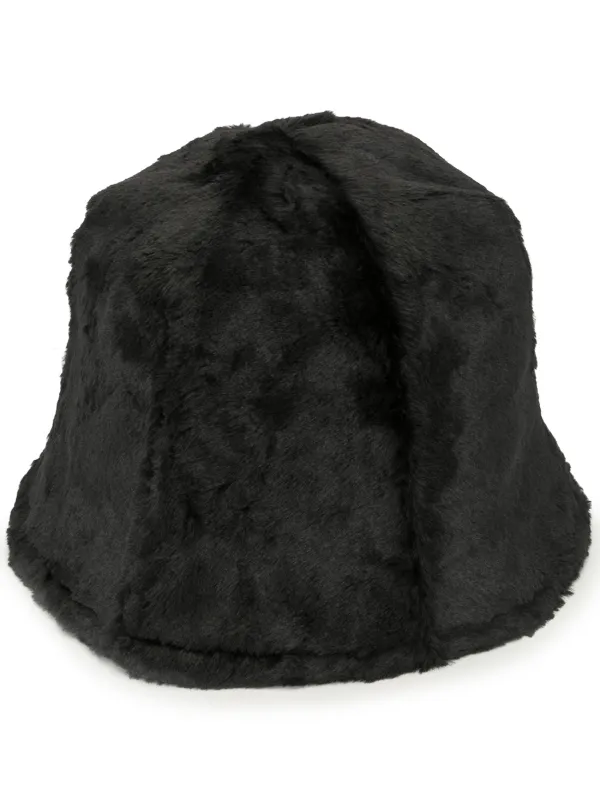 white fur bucket hat