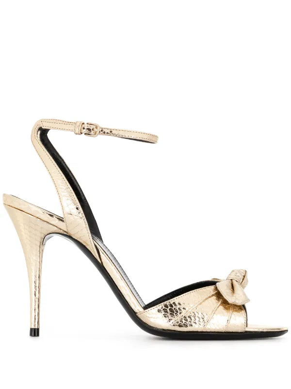 gold bow sandals