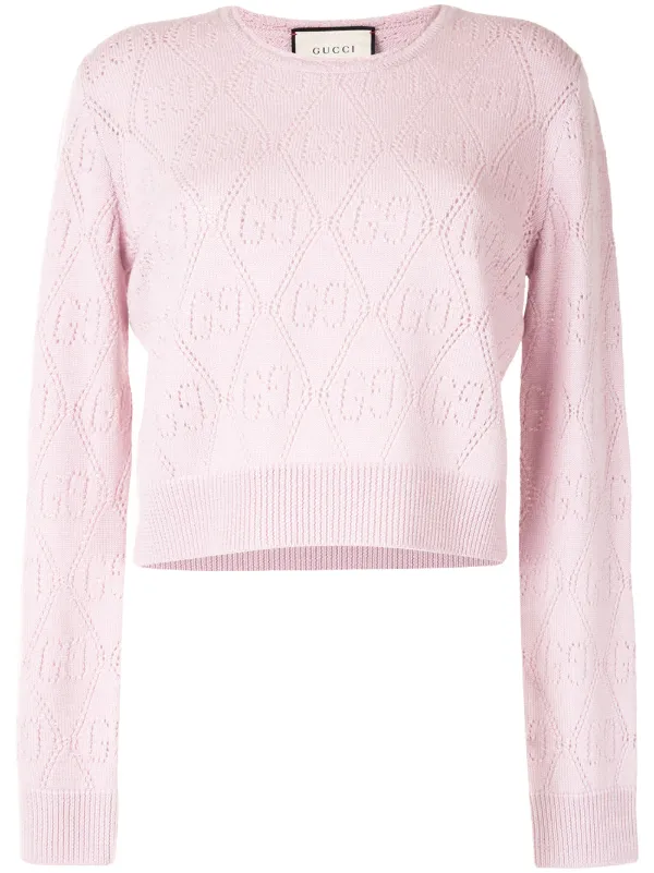 pink cropped knitted jumper