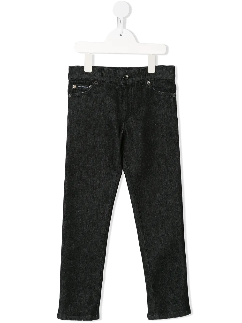 

Dolce & Gabbana Kids jeans slim con parche del logo - Negro