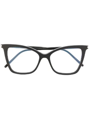 Saint Laurent Eyewear SL347 Round Frame Glasses | Black | FARFETCH