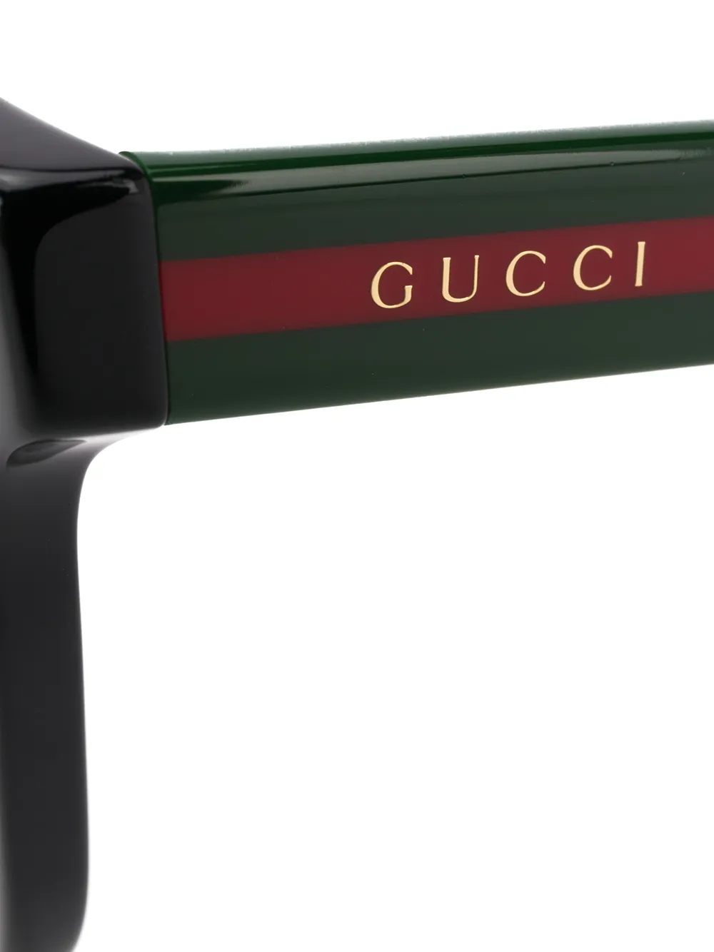 Gucci Web Detail Rectangular-frame Sunglasses In Black