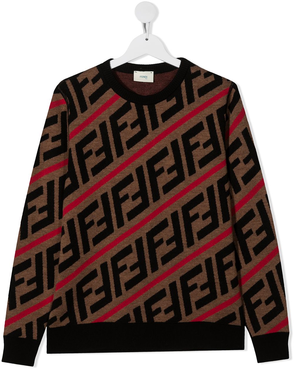 фото Fendi kids teen ff intarsia-knit jumper