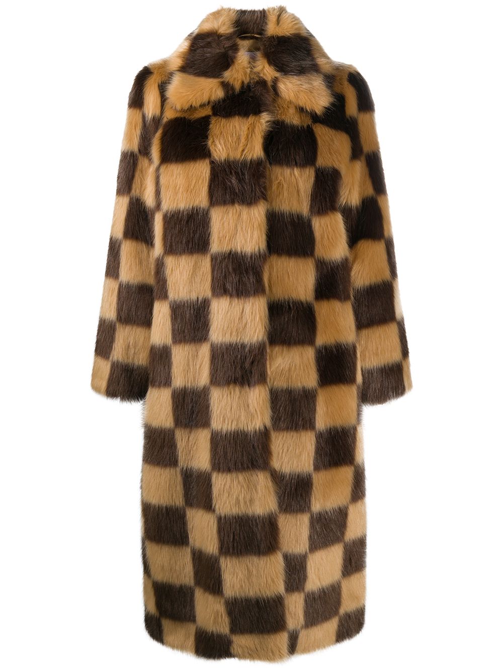 фото Stand studio check print faux fur coat