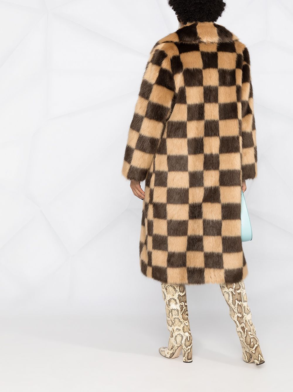 фото Stand studio check print faux fur coat