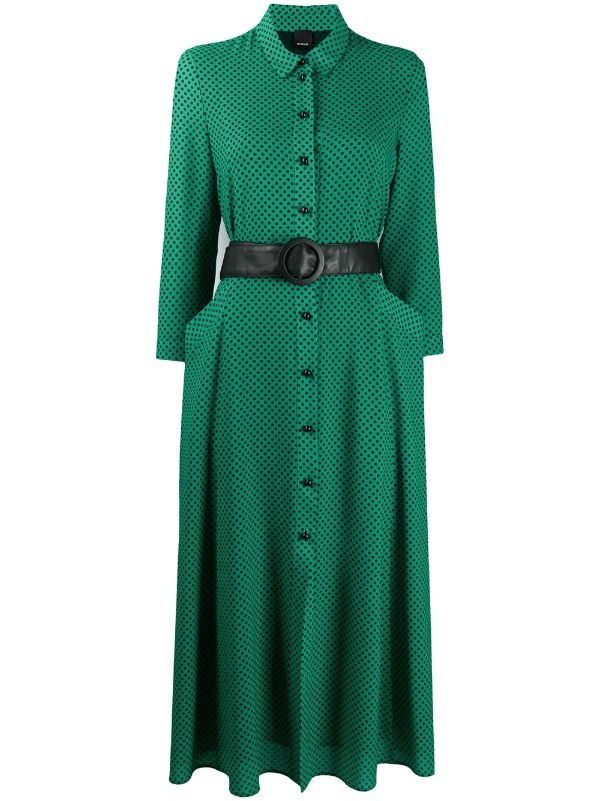 green polka dot shirt dress