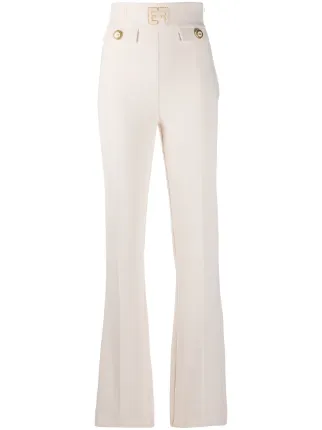 Shop Elisabetta Franchi cream bootcut 