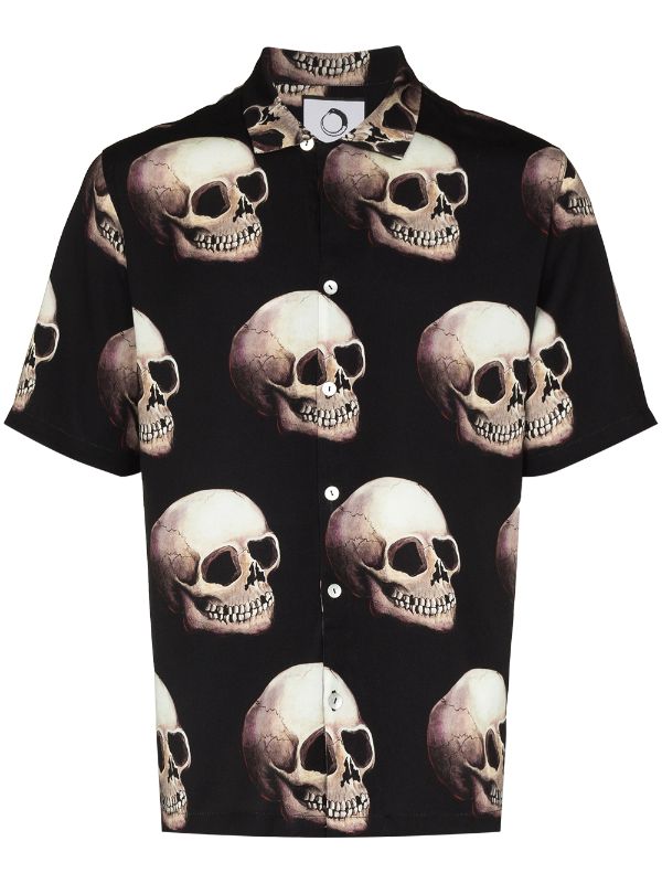 Skull-print short-sleeved shirt Farfetch Men Clothing Shirts Short sleeved Shirts Black 
