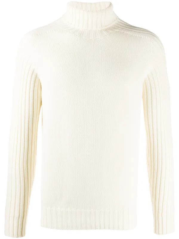 white roll neck knitted jumper