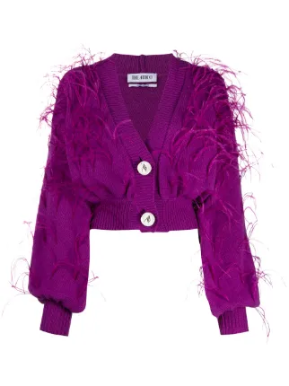 Attico feather-embellished cardigan 