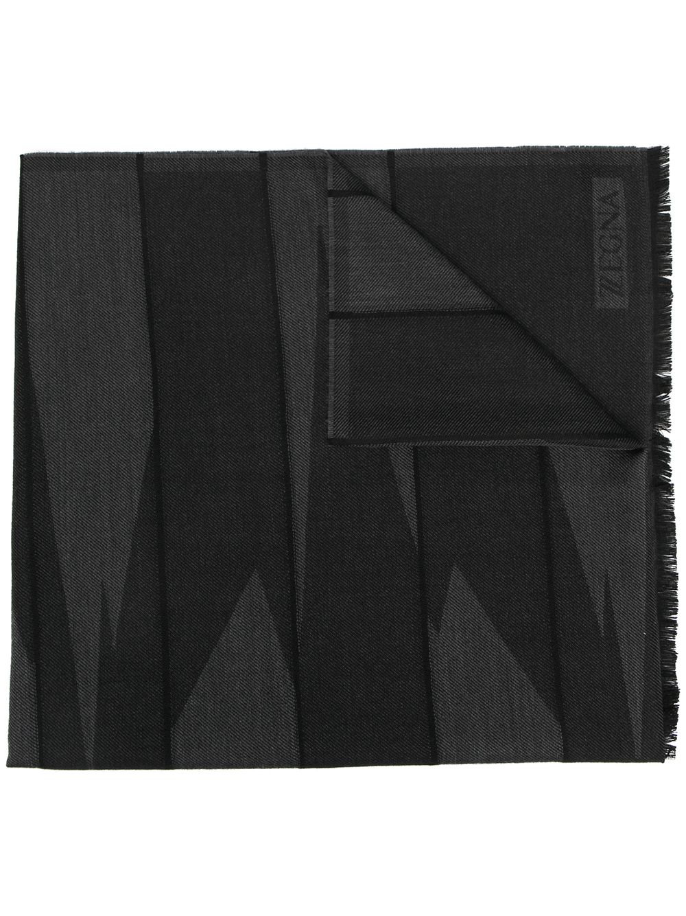 Shop Z Zegna Geometric Wool-knit Scarf In Grey