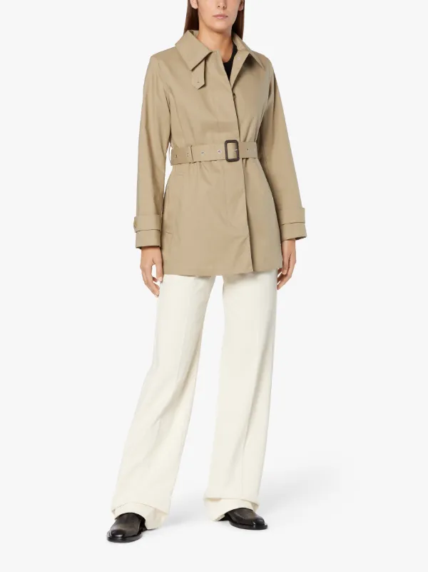 SHORT ROSLIN Fawn RAINTEC Cotton Single Breasted trench Coat | LMS-061