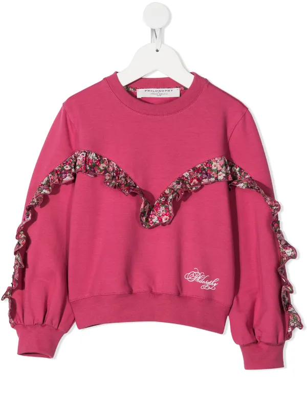 pink ruffle sweatshirt