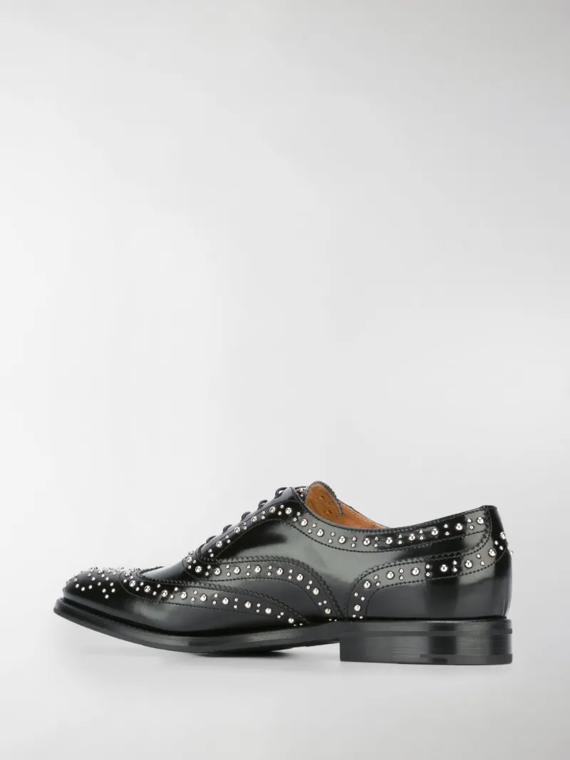 Burwood polished studded brogues black 