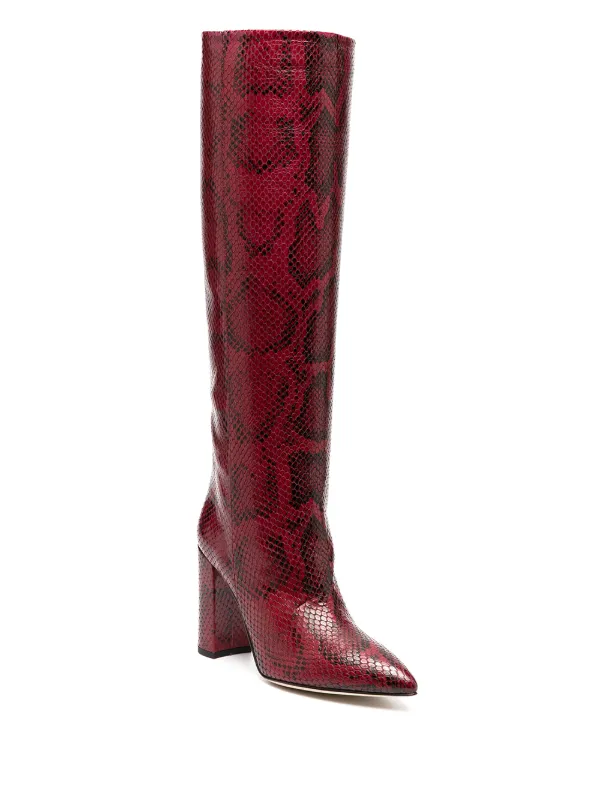 maroon snakeskin boots