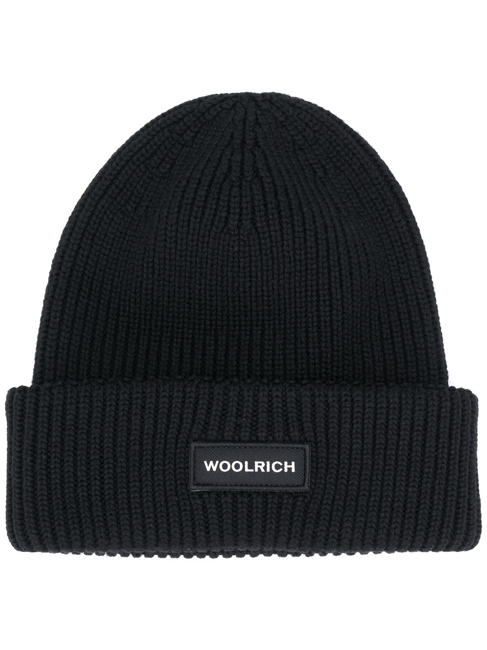 фото Woolrich шапка бини в рубчик с нашивкой-логотипом
