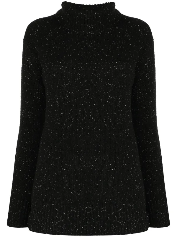 black glitter polo neck