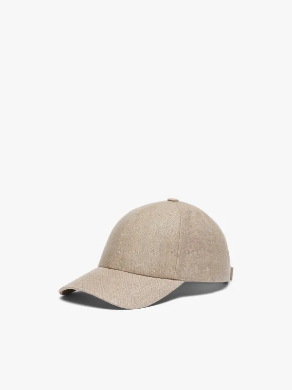 Argent Khaki Linen Varsity Cap | Mackintosh