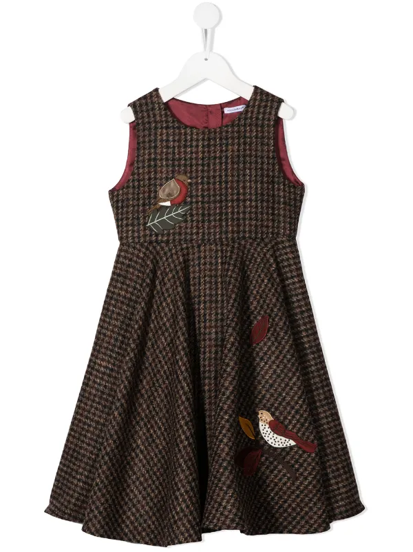 Shop Brown Neutral Dolce Gabbana Kids Applique Check Pattern Dress With Express Delivery Farfetch