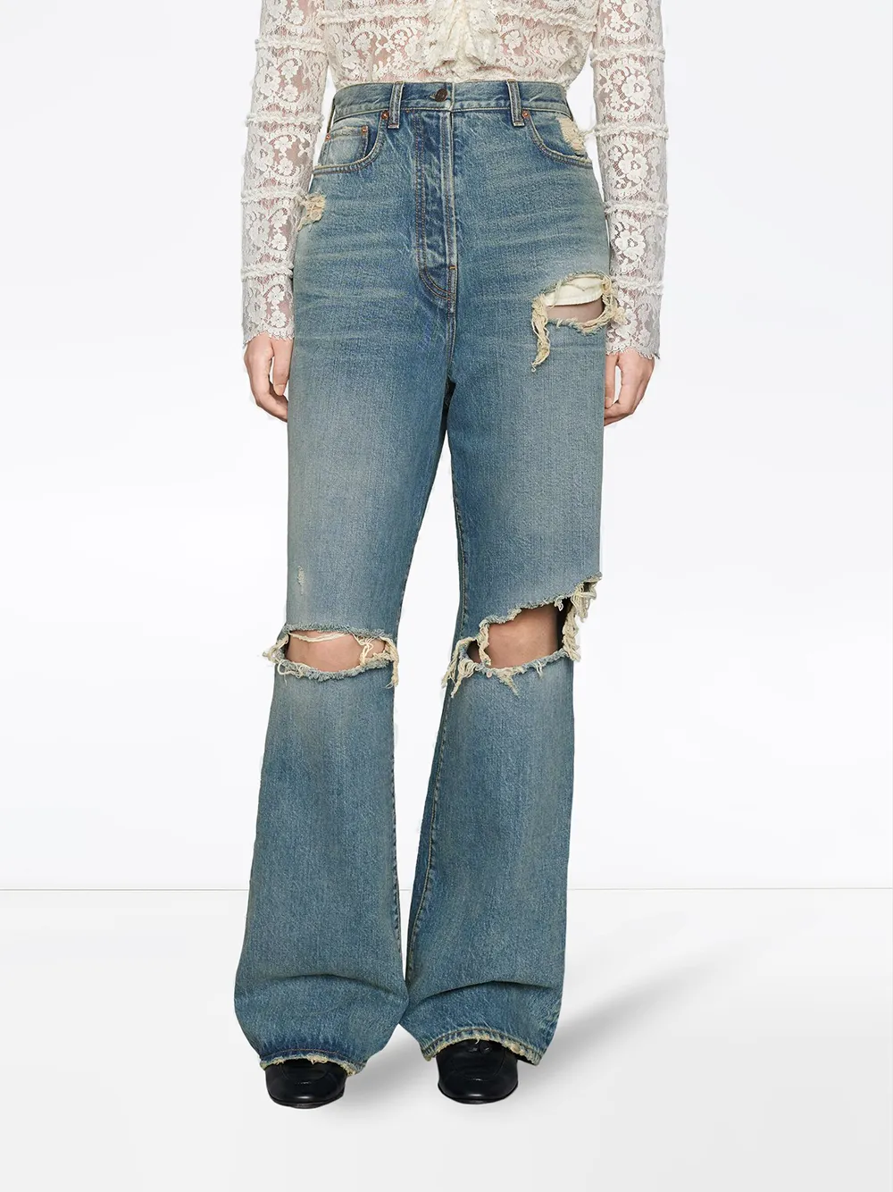 Gucci Distressed boyfriend-fit Jeans - Farfetch