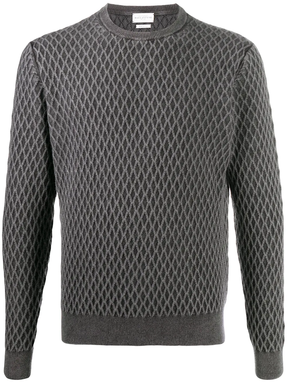 Ballantyne diamond lattice knit jumper | Grey | Image 1