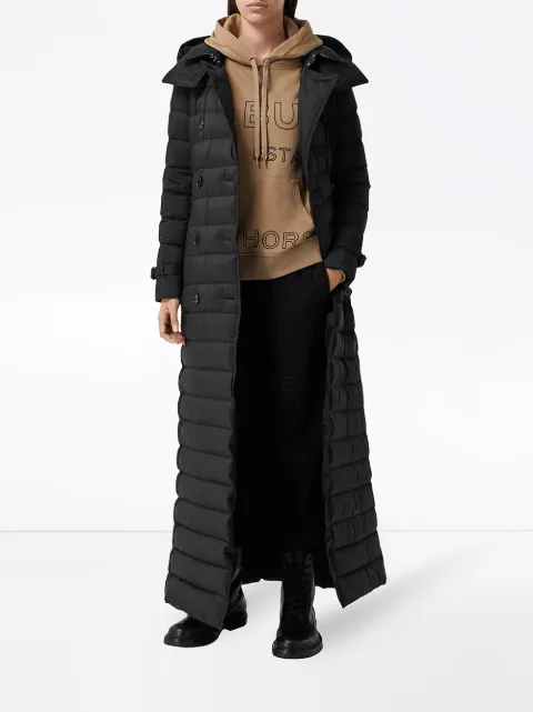 burberry logo appliqué detachable hood puffer coat