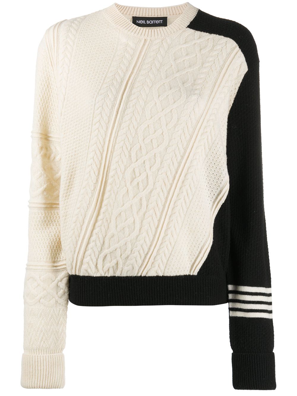 Shop Neil Barrett Panelled Cable-knit Jumper In Neutrals