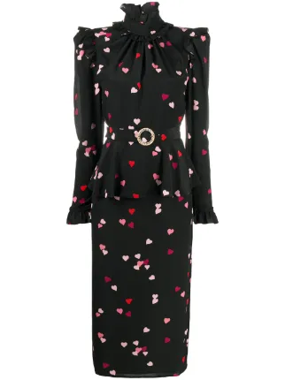 heart print midi dress