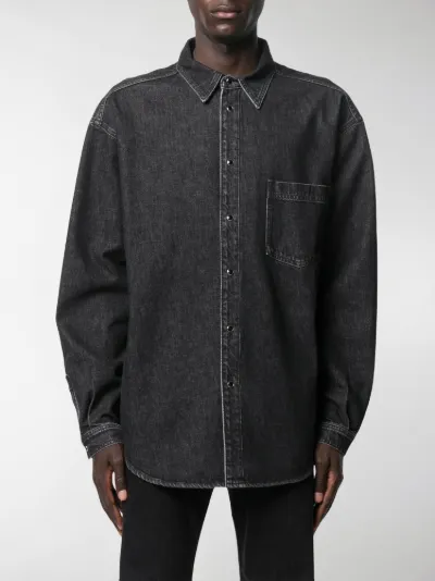 VETEMENTS logo-print denim shirt black 