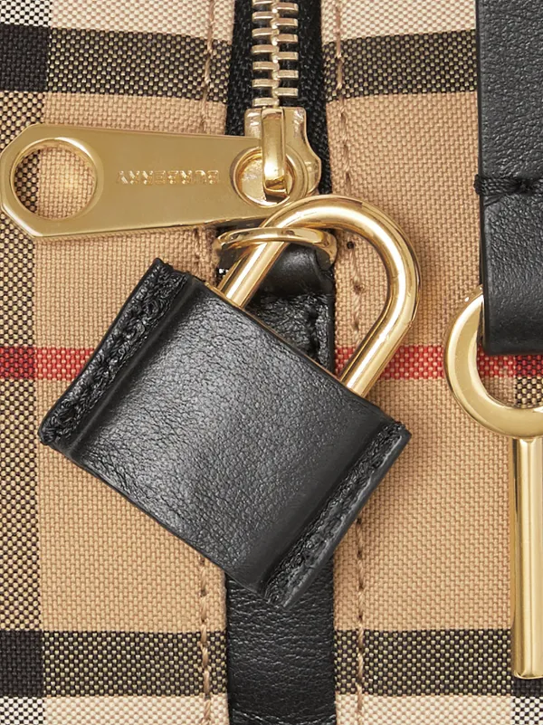 micro leather and vintage check cube bag