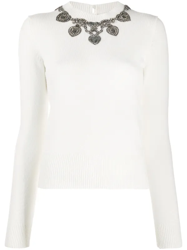 embellished neck jumper