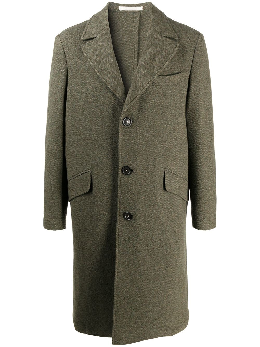 Shop Massimo Alba Single Breasted Herringbone Coat In Green