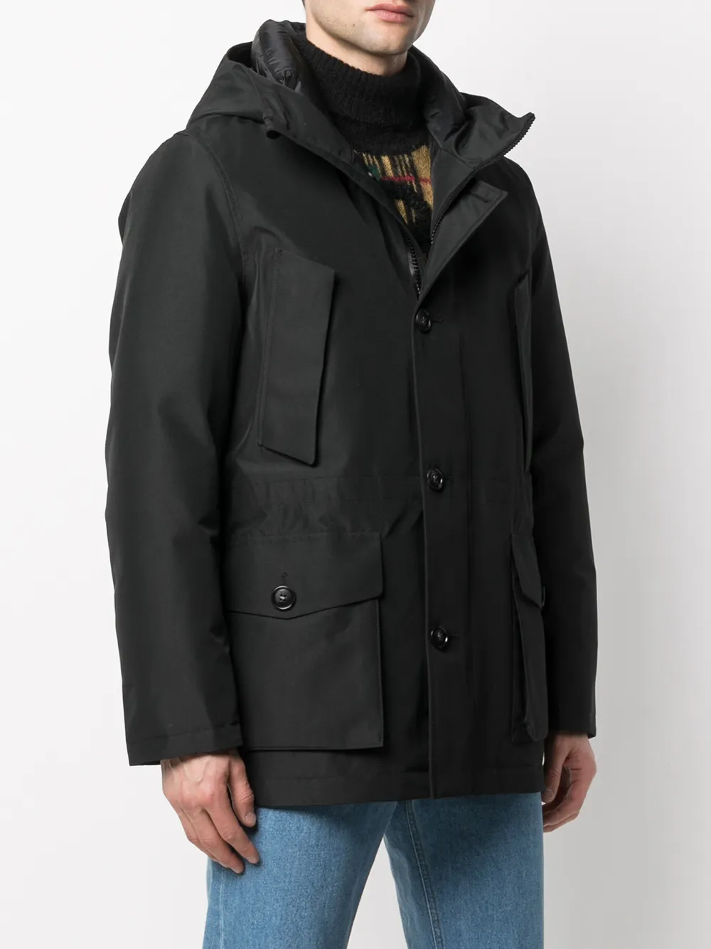 Woolrich Mantel met enkele rij knopen Zwart