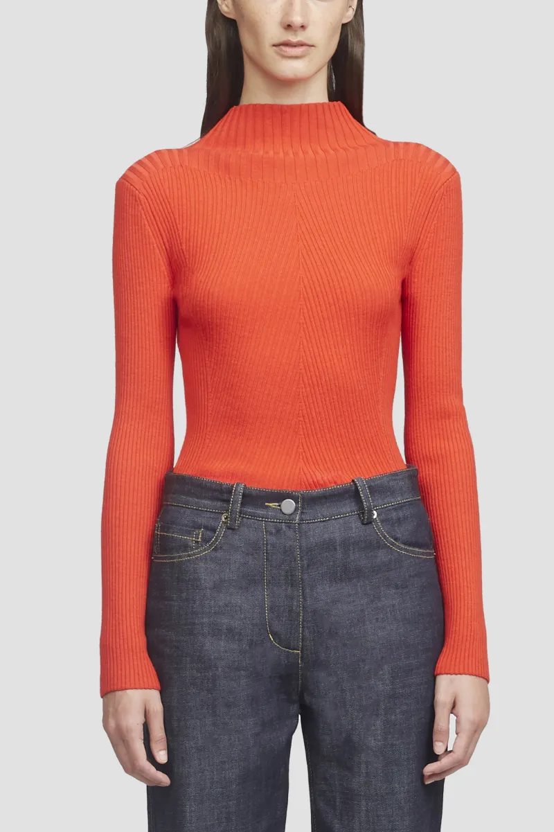 Turtleneck Ribbed Sweater in orange | 3 