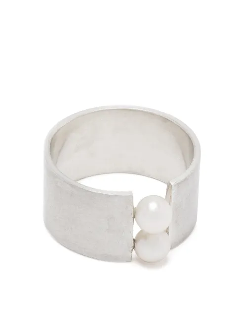 Hsu Jewellery Unfinishing Line double pearl silver ring