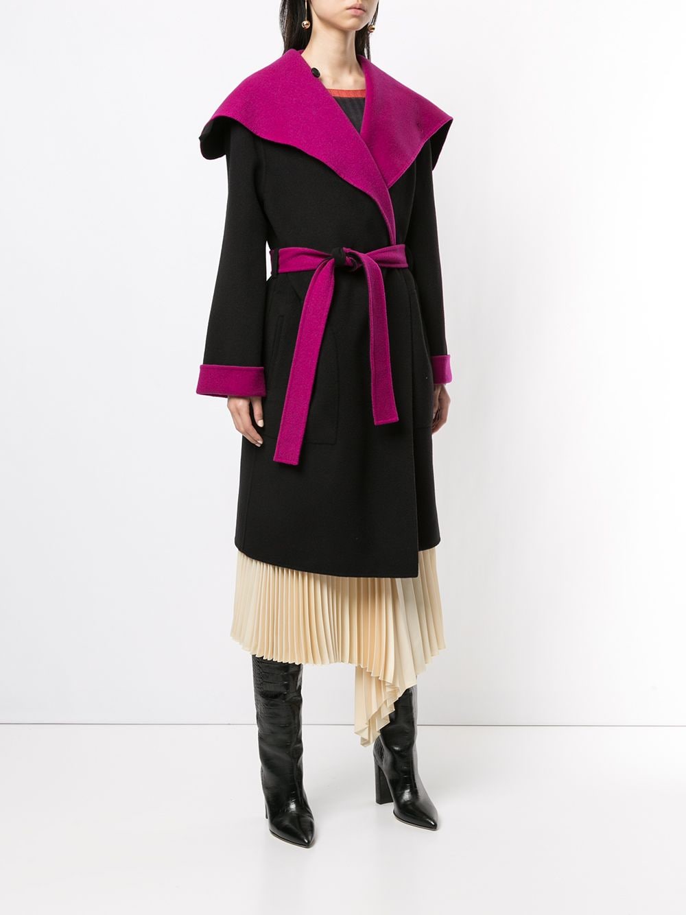 Shop Onefifteen Colour-block Wool-blend Coat In Black