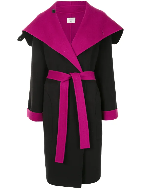 Colour block top wool coat