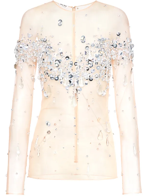 sheer embellished top