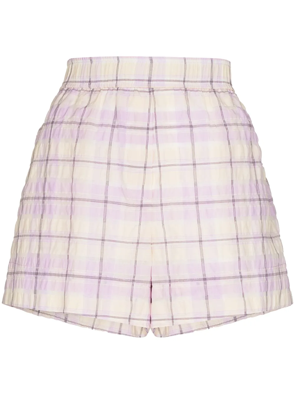 

GANNI shorts con motivo de cuadros - Morado