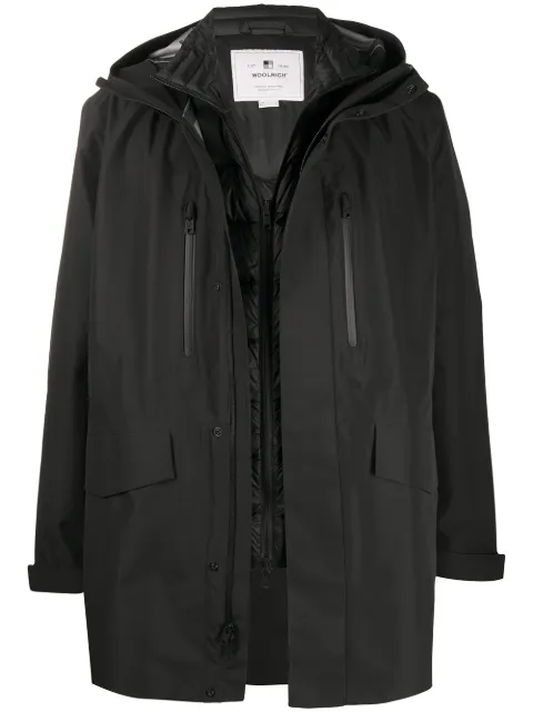 Woolrich layered padded raincoat