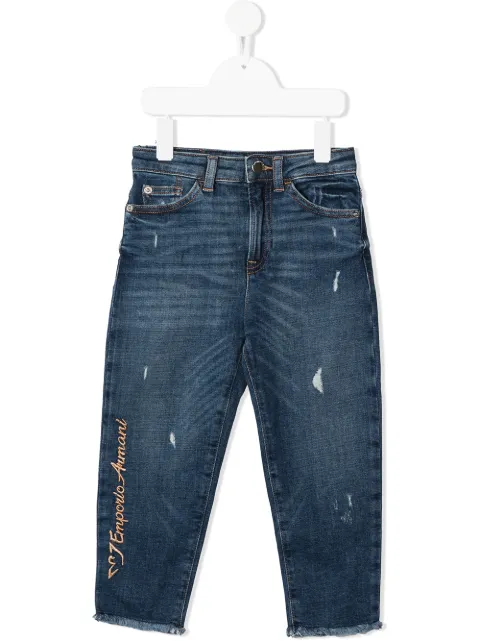 Emporio Armani Kids distressed straight-leg jeans