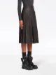 Prada pleated leather midi-skirt