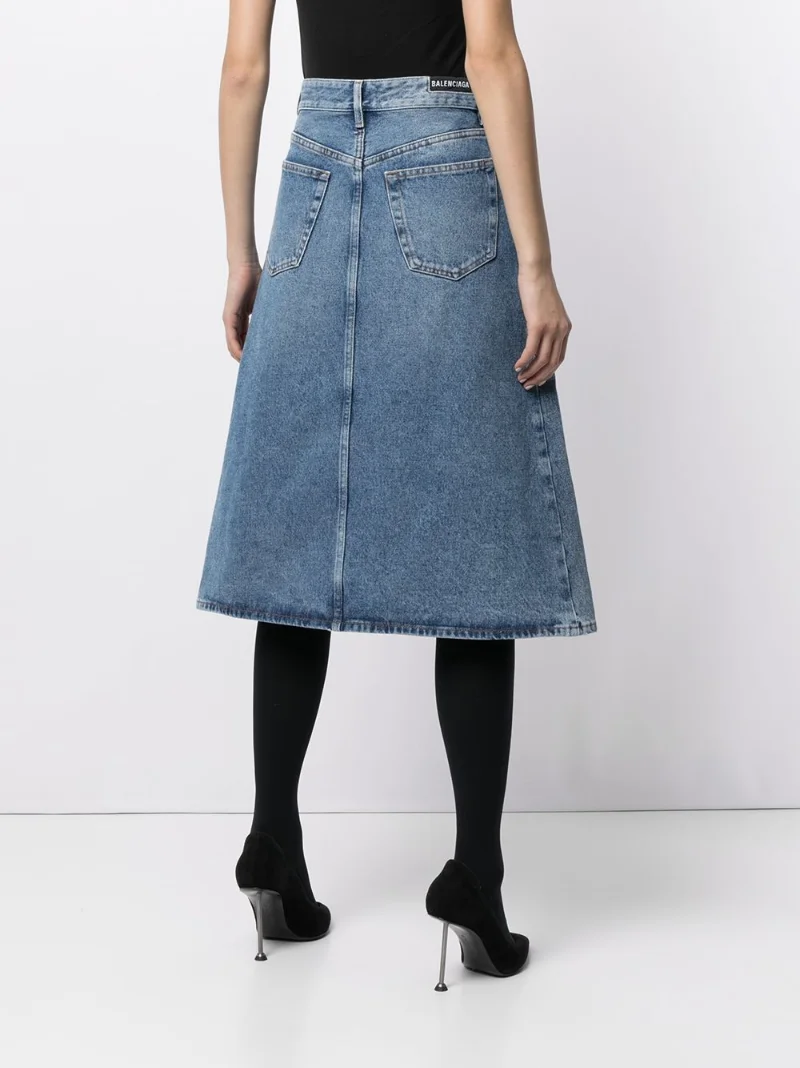 long a line denim skirt