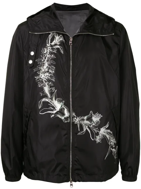 Alexander McQueen floral-print zip-front hooded jacket
