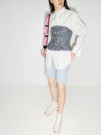 stripe-pattern corset top展示图